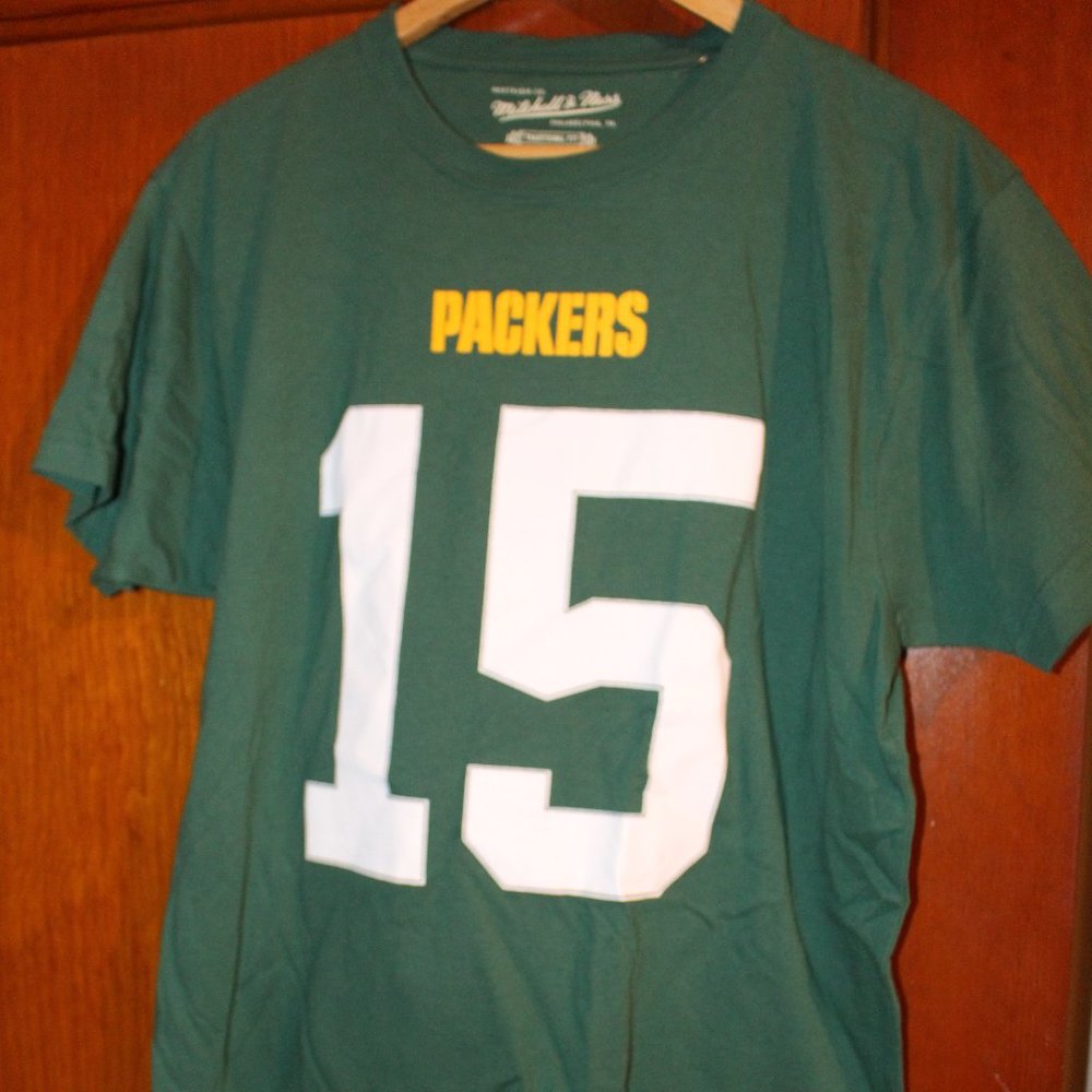 Mitchell & Ness Green Bay Packers Bart Starr 15 jersey Tee shirt Mens small